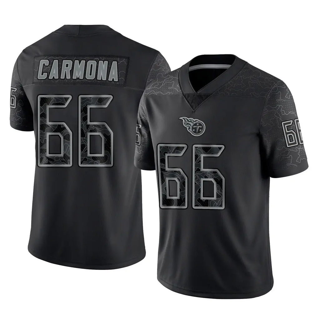 Blackjersey T.Titans #66 Fernando Carmona Jr. Player Black Limited Reflective Home Game Stitched Jerseys