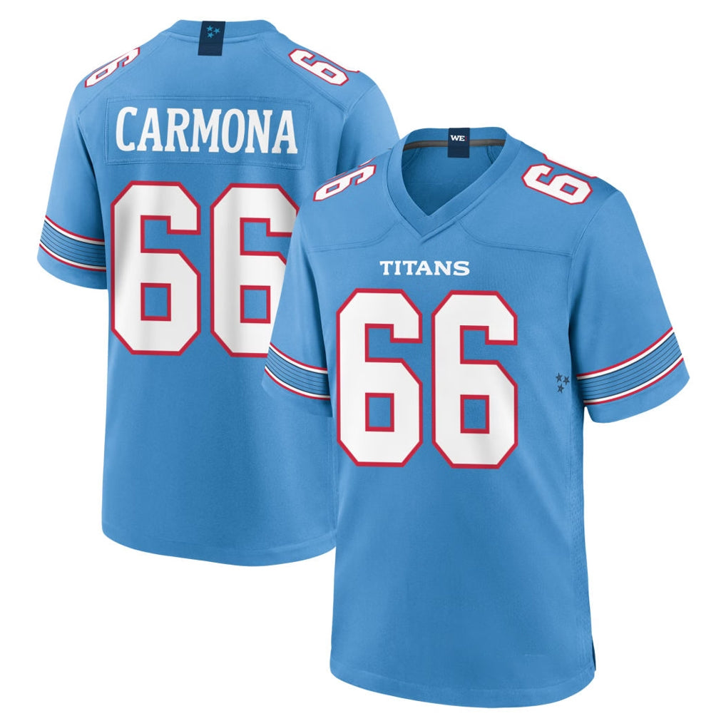Blackjersey T.Titans #66 Fernando Carmona Jr. Player Light Blue 2026 Game Home Stitched Jerseys