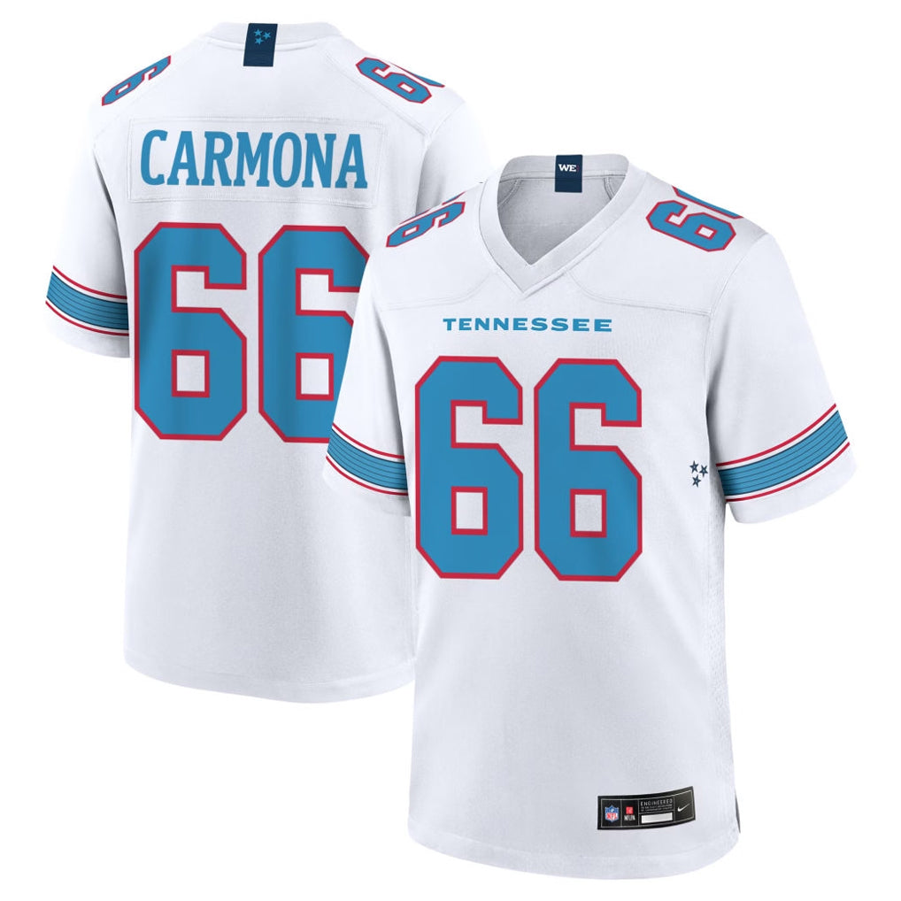 Blackjersey T.Titans #66 Fernando Carmona Jr. Player White 2026 Game Home Stitched Jerseys