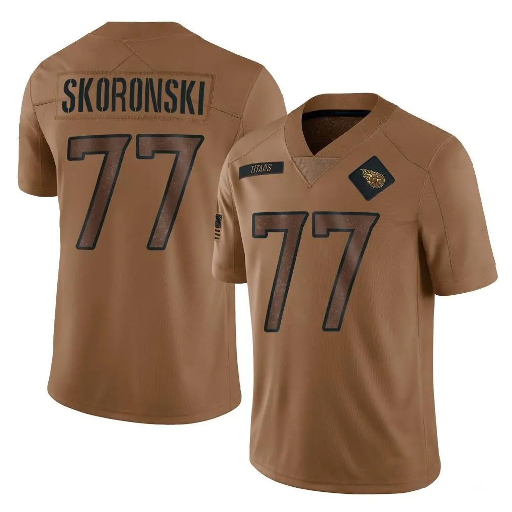 Blackjersey T.Titans #77 Peter Skoronski Player Brown Limited Salute to Service Home Game Stitched Jerseys