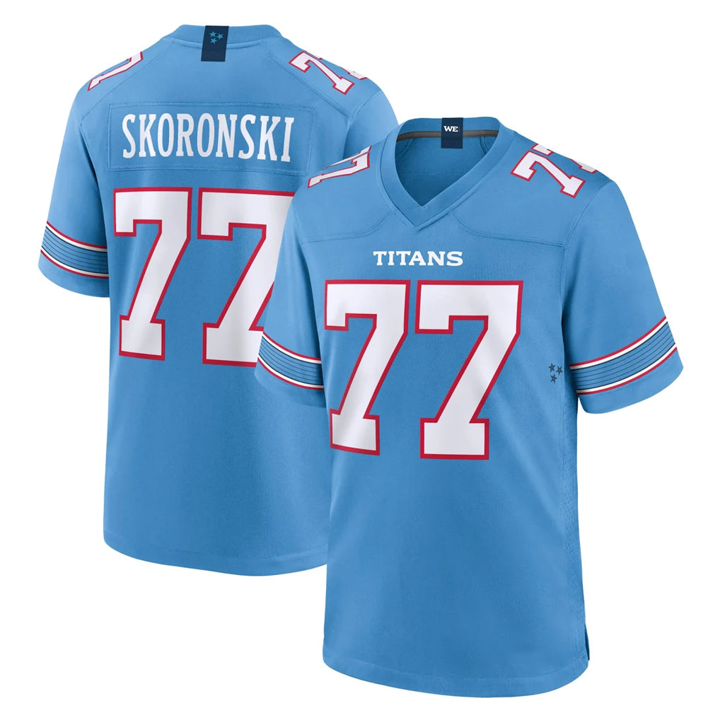 Blackjersey T.Titans #77 Peter Skoronski Player Light Blue 2026 Game Home Stitched Jerseys