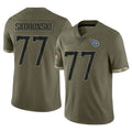 Blackjersey T.Titans #77 Peter Skoronski Player Olive Limited Salute to Service Home Game Stitched Jerseys