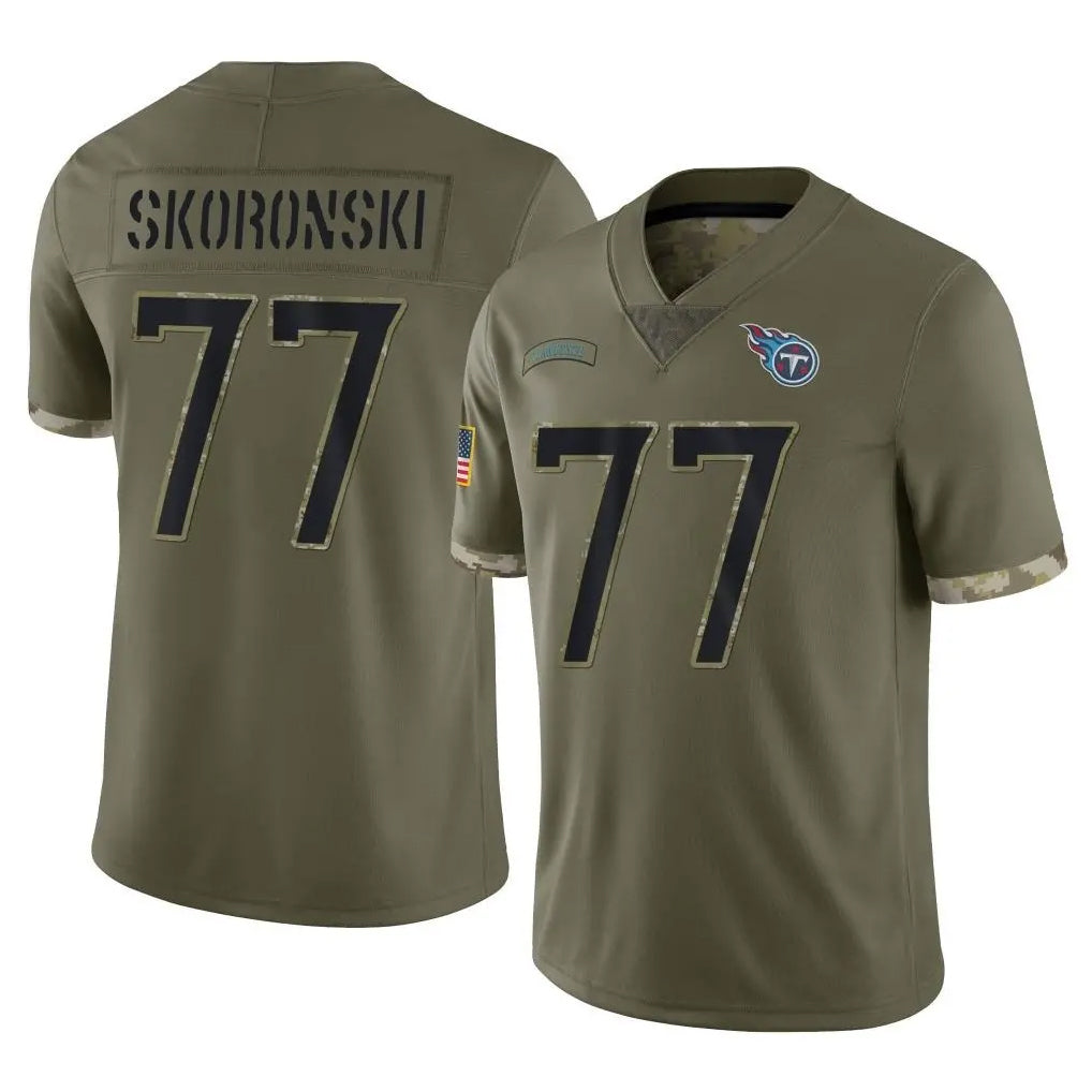 Blackjersey T.Titans #77 Peter Skoronski Player Olive Limited Salute to Service Home Game Stitched Jerseys