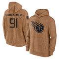 Blackjersey T.Titans #91 John Franklin-Myers Player Brown Salute To Service Club Pullover Hoodies Home Game Stitched Jerseys