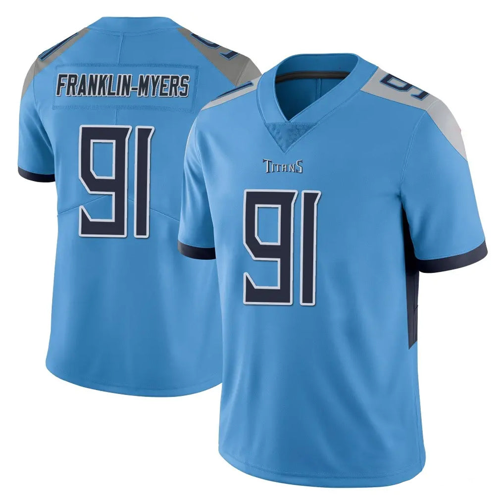 Blackjersey T.Titans #91 John Franklin-Myers Player Navy Home Game Stitched Jerseys