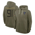 Blackjersey T.Titans #91 John Franklin-Myers Player Olive Salute to Service Hoodies Home Game Stitched Jerseys