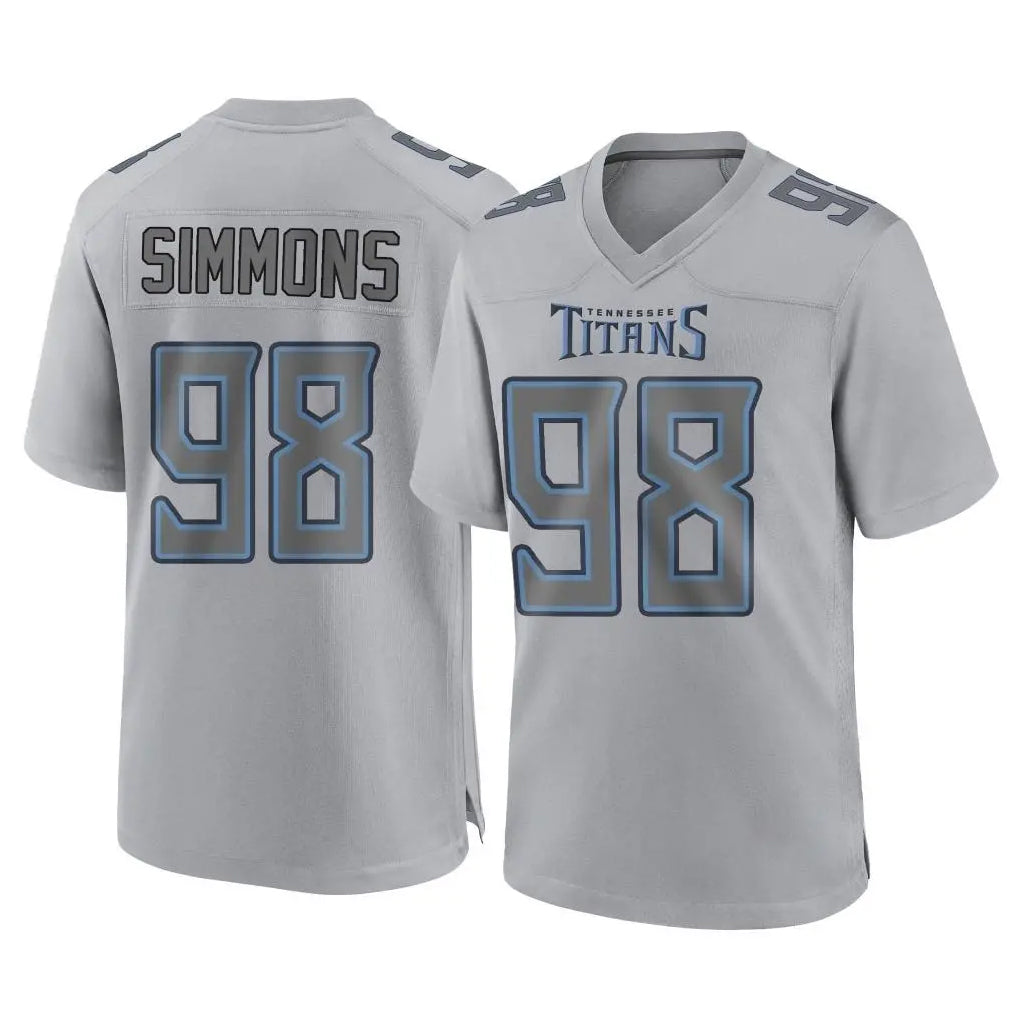 Blackjersey T.Titans #98 Jeffery Simmons Player Gray Atmosphere Fashion Home Game Stitched Jerseys