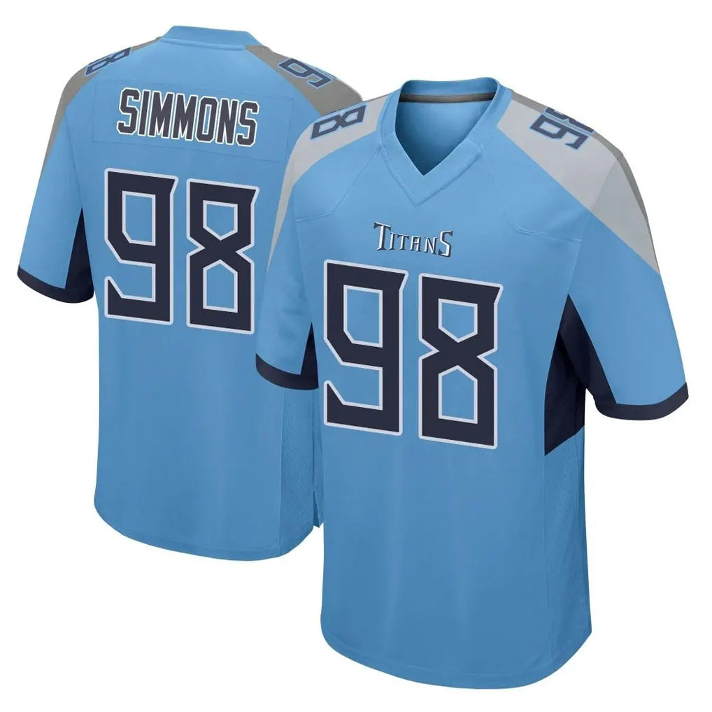 Blackjersey T.Titans #98 Jeffery Simmons Player Light Blue Home Game Stitched Jerseys