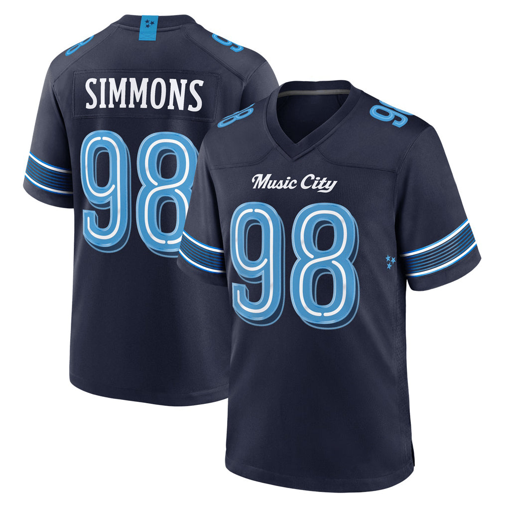 Blackjersey T.Titans #98 Jeffery Simmons Player Navy 2026 Rivalries Collection Home Game Stitched Jerseys