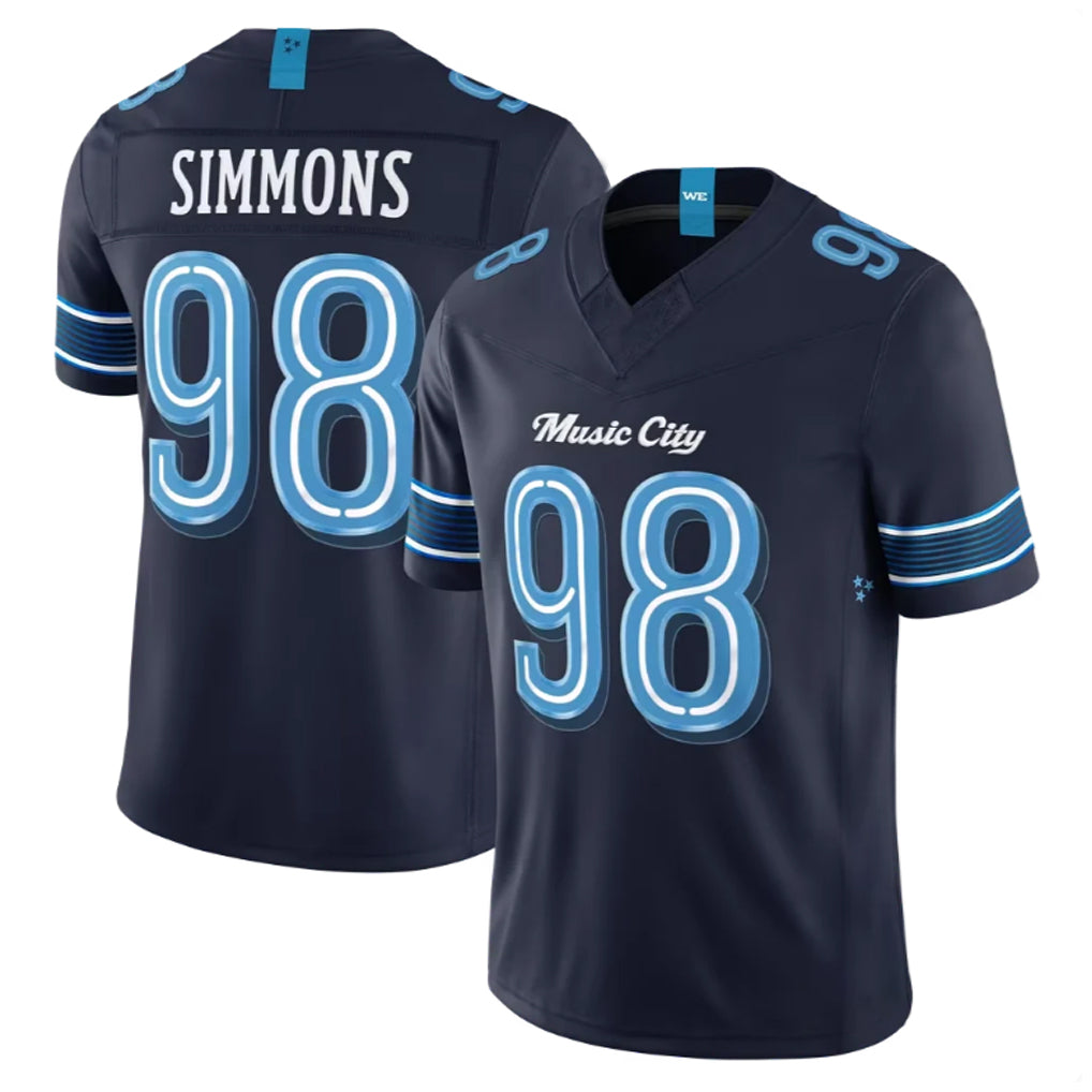 Blackjersey T.Titans #98 Jeffery Simmons Player Navy 2026 Rivalries Collection Limited Home Game Stitched Jerseys
