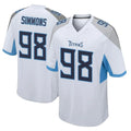 Blackjersey T.Titans #98 Jeffery Simmons Player White Home Game Stitched Jerseys