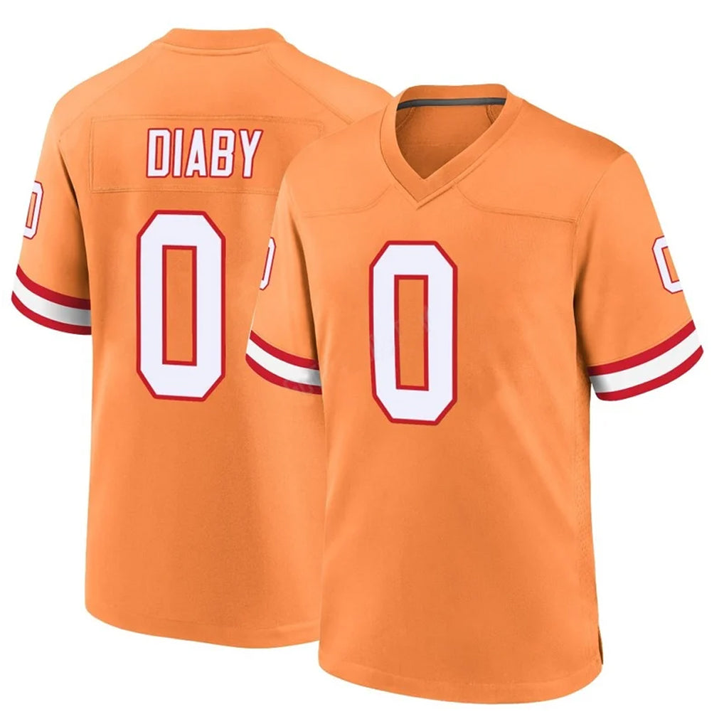 Blackjersey TB.Buccaneers #0 Yaya Diaby Player Orange Throwback Home Game Stitched Jerseys