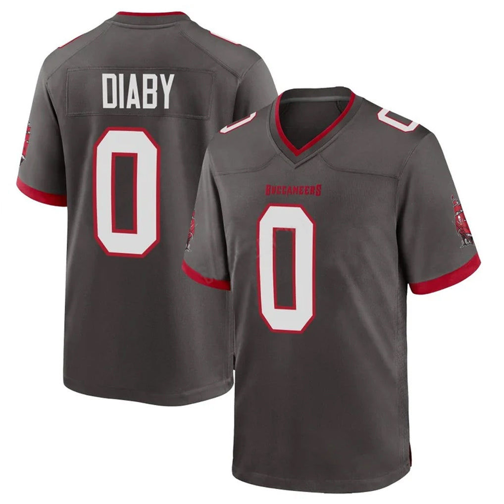 Blackjersey TB.Buccaneers #0 Yaya Diaby Player Pewter Alternate Home Game Stitched Jerseys