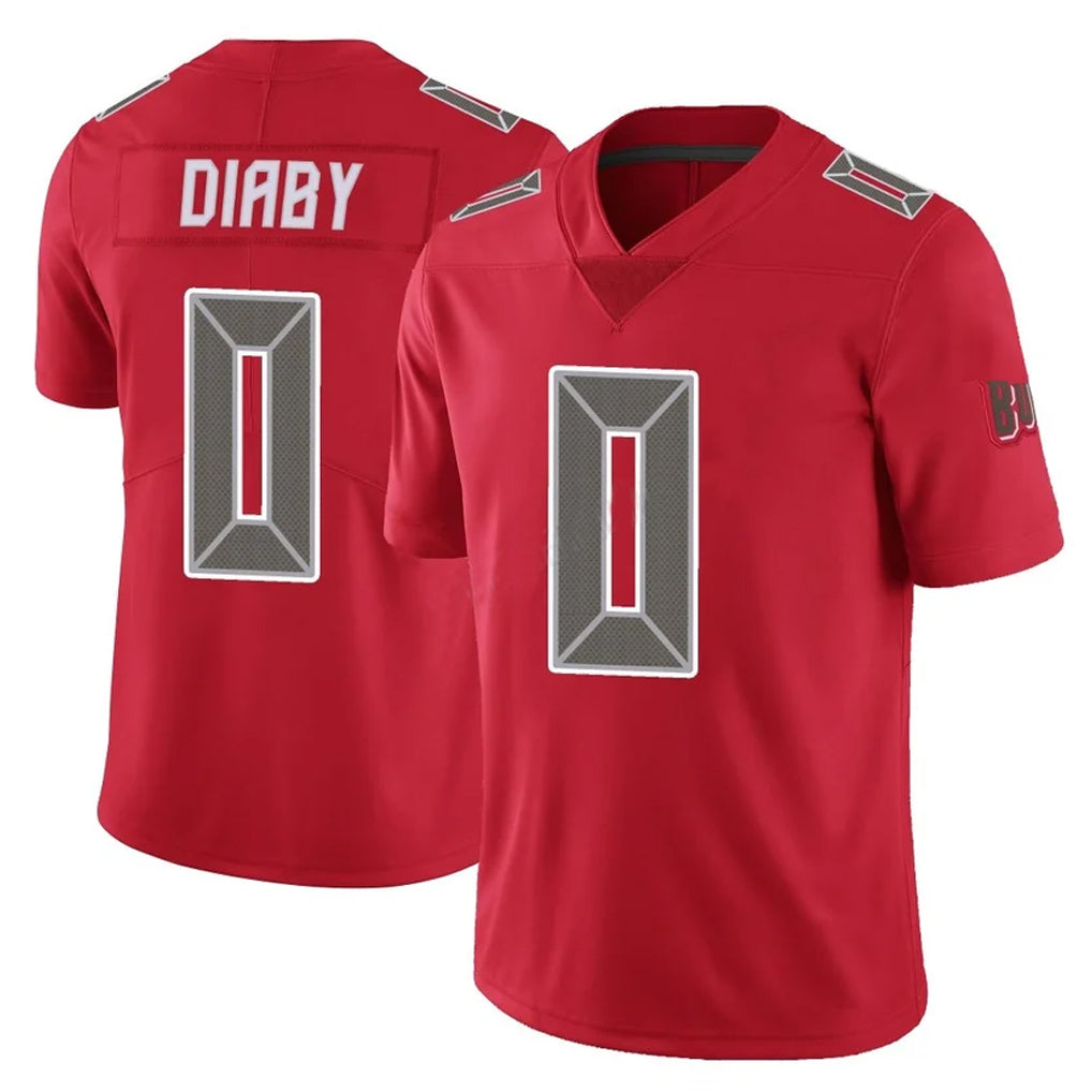 Blackjersey TB.Buccaneers #0 Yaya Diaby Player Red Limited Color Rush Home Game Stitched Jerseys