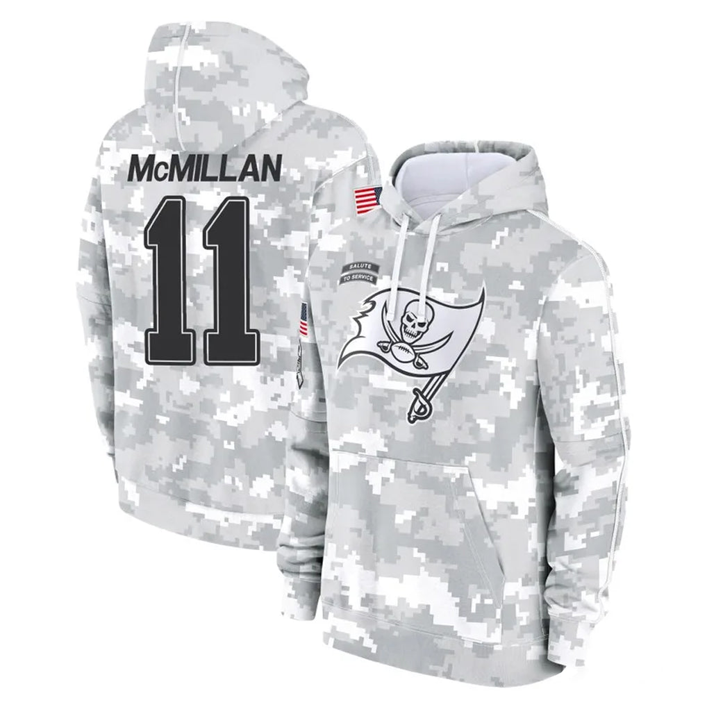 Blackjersey TB.Buccaneers #11 Jalen McMillan Player Arctic Camo Limited Salute to Service Pullover Hoodies Game Stitched Jerseys
