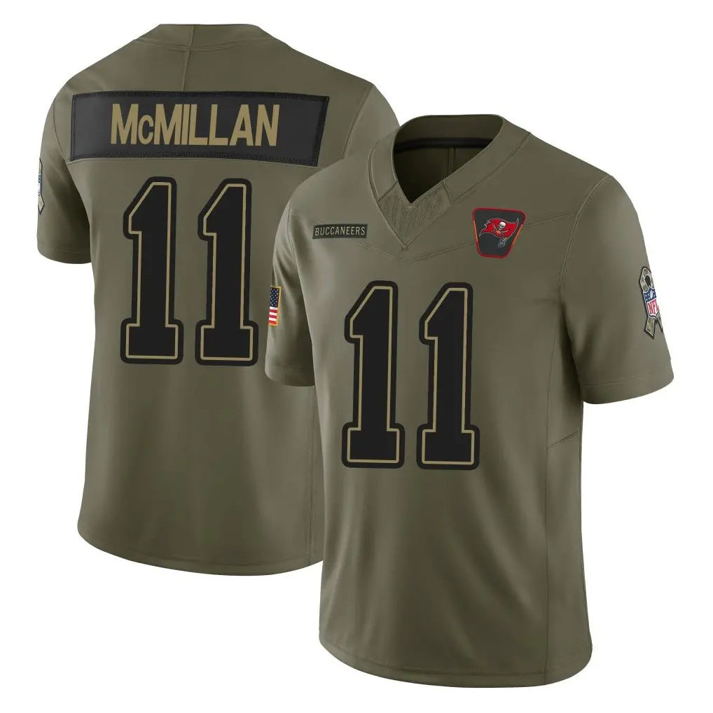 Blackjersey TB.Buccaneers #11 Jalen McMillan Player Olive 2025 Salute To Service Limited Home Game Stitched Jerseys