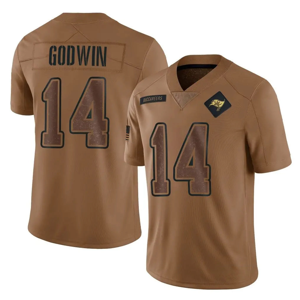 Blackjersey TB.Buccaneers #14 Chris Godwin Jr. Player Brown Limited Salute To Service Home Game Stitched Jerseys