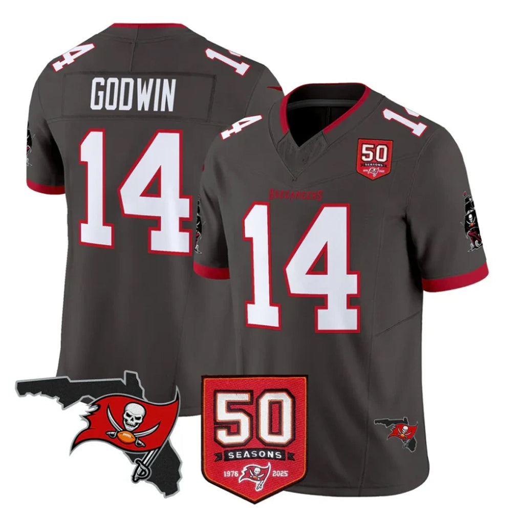 Blackjersey TB.Buccaneers #14 Chris Godwin Jr. Player Pewter Limited 2026 Season Vapor F.U.S.E. Home Game Stitched Jerseys
