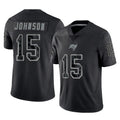 Blackjersey TB.Buccaneers #15 Tez Johnson Player Black Reflective Limited Home Game Stitched Jerseys