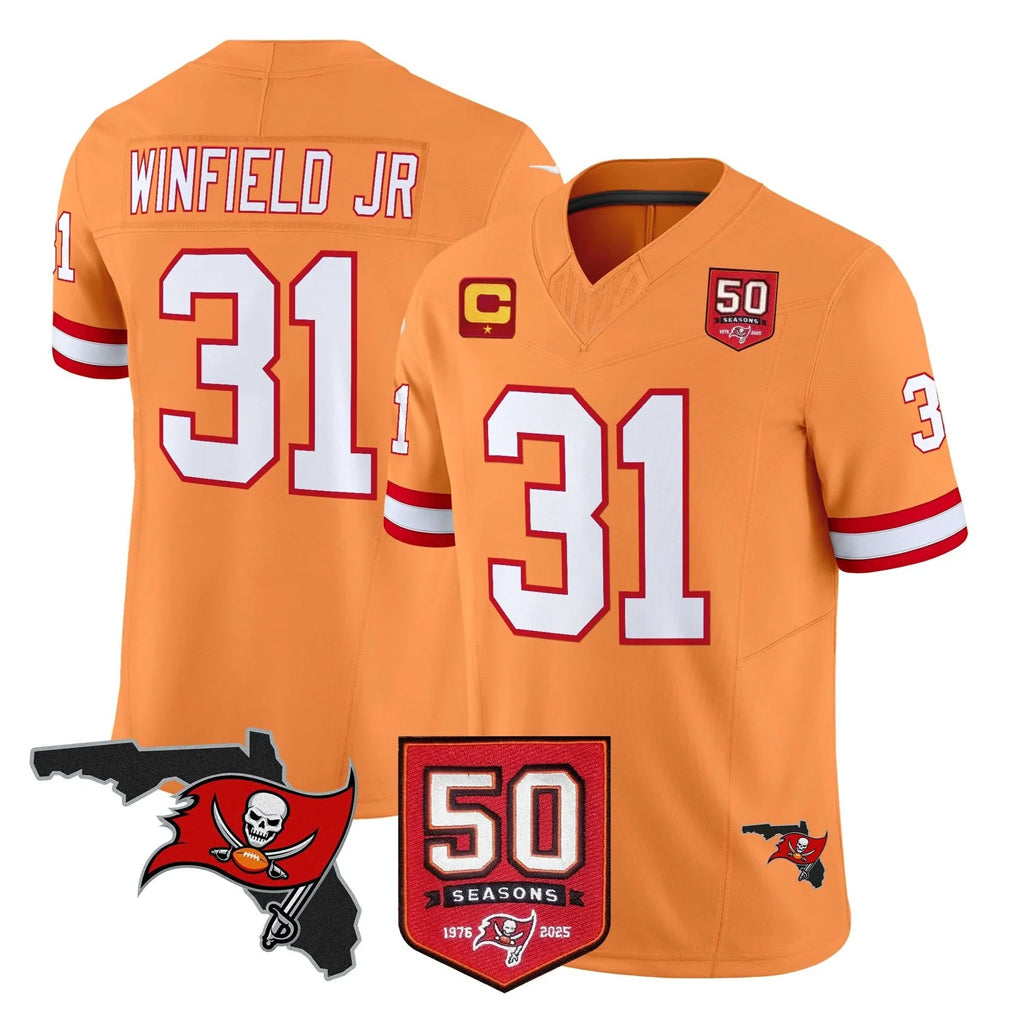 Blackjersey TB.Buccaneers #31 Antoine Winfield Jr. Player Orange 50th Season Vapor Limited Home Game Stitched Jerseys