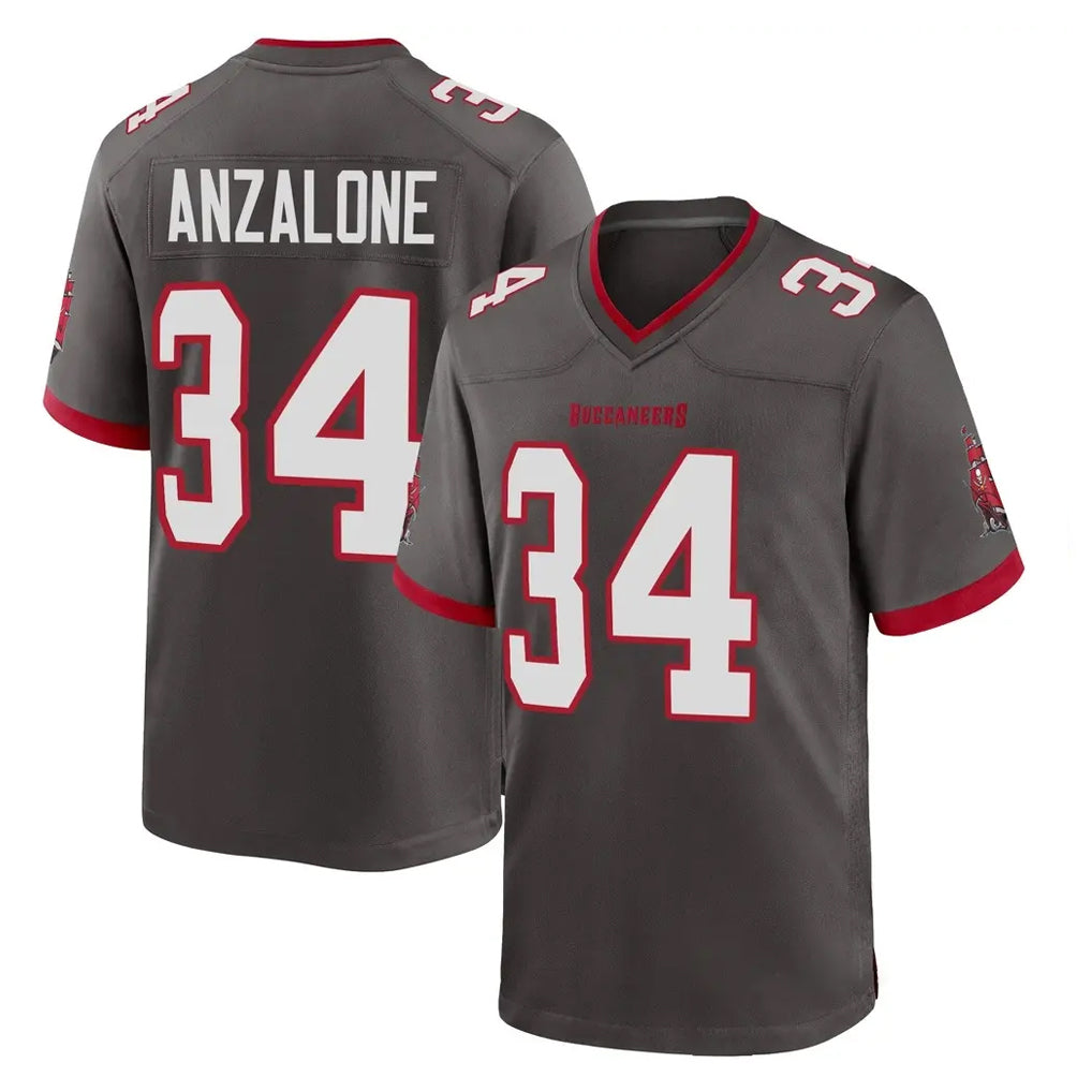 Blackjersey TB.Buccaneers #34 Alex Anzalone Player Pewter Alternate Home Game Stitched Jerseys