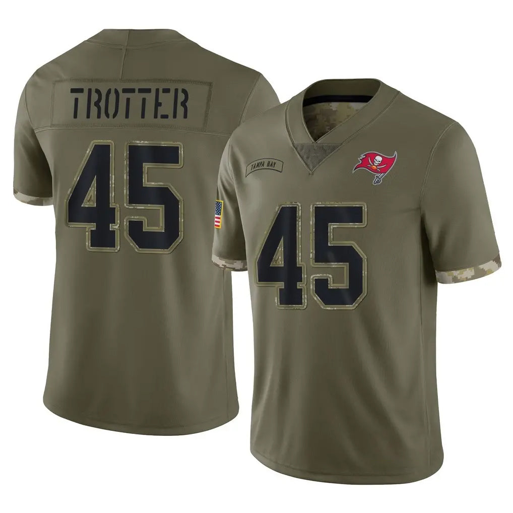 Blackjersey TB.Buccaneers #45 Josiah Trotte Player Olive Limited Salute To Service Home Game Stitched Jerseys