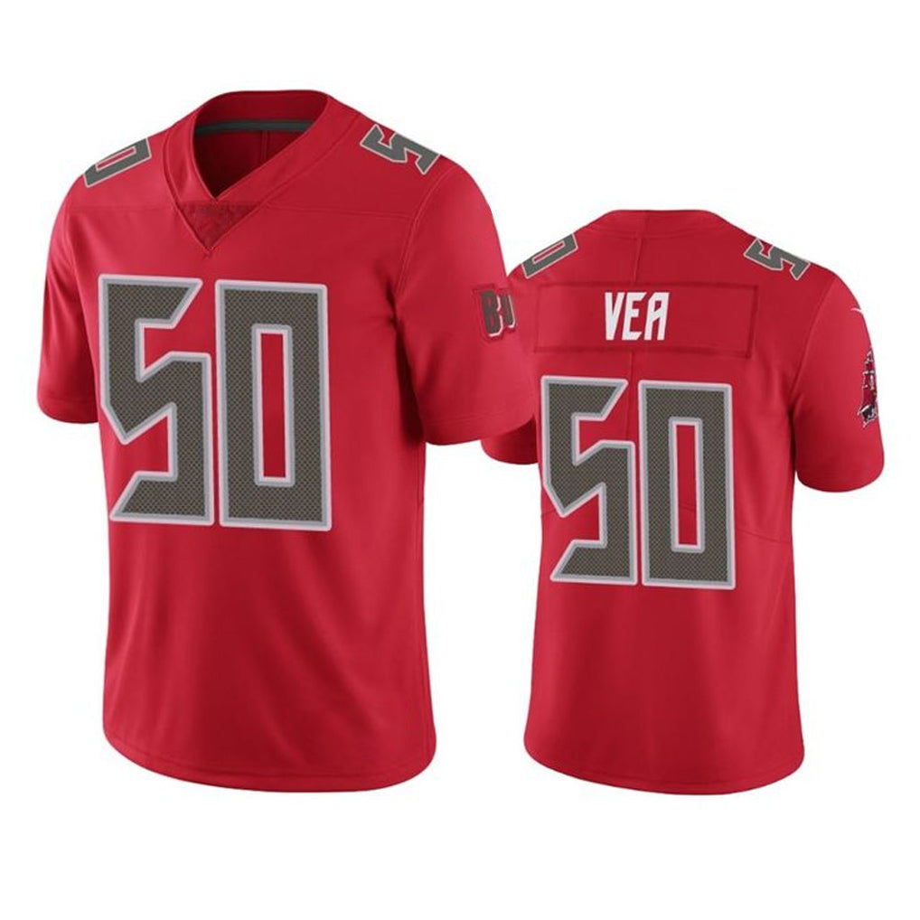 Blackjersey TB.Buccaneers #50 Vita Vea Player Red Limited Color Rush Home Game Stitched Jerseys