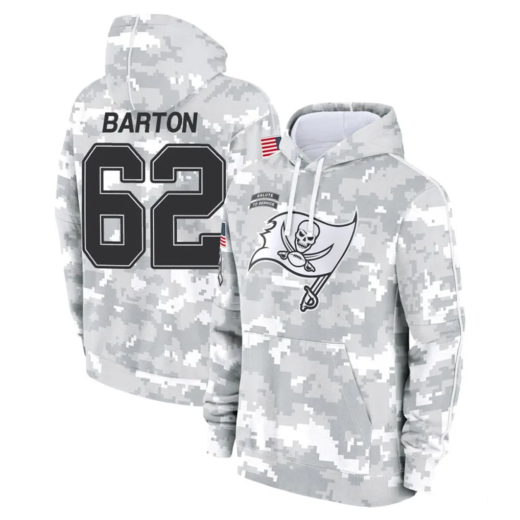 Blackjersey TB.Buccaneers #62 Graham Barton Player Arctic Camo Limited Salute to Service Pullover Hoodies Game Stitched Jerseys