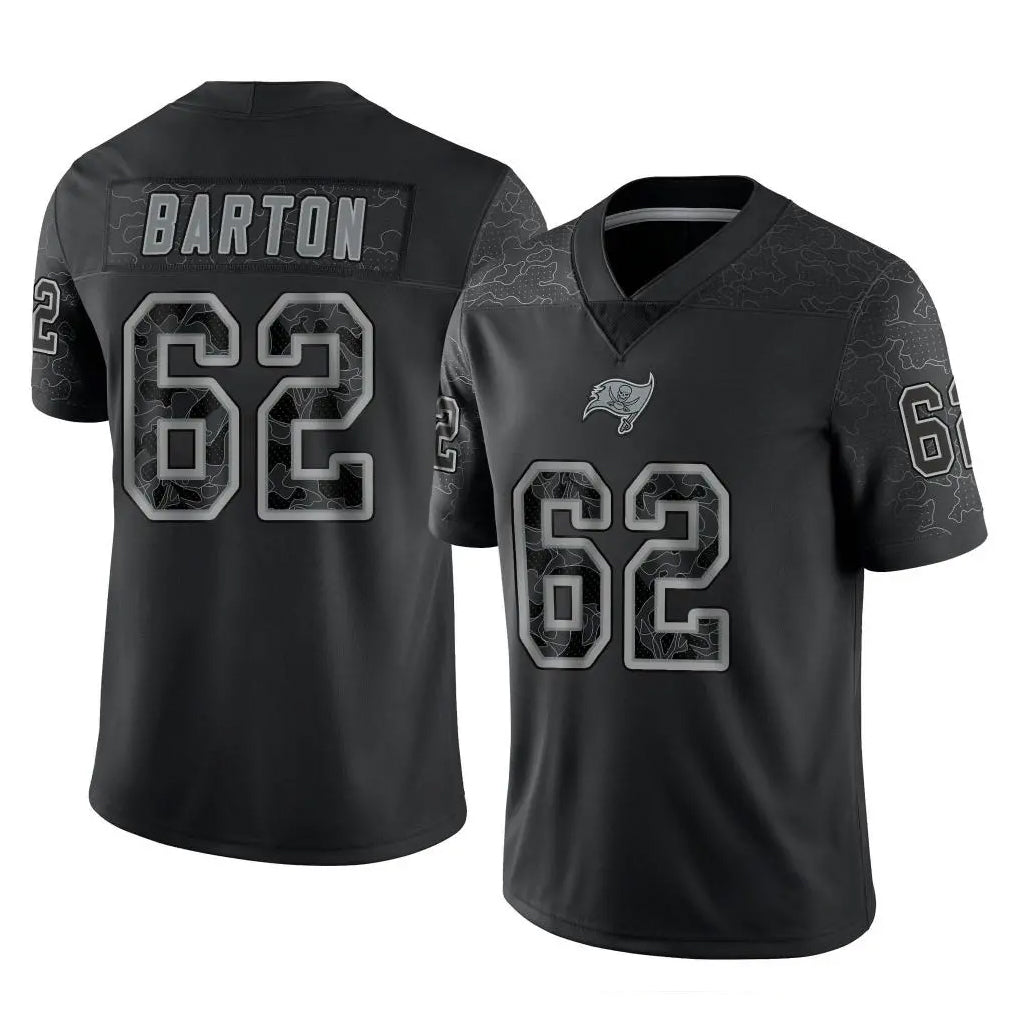 Blackjersey TB.Buccaneers #62 Graham Barton Player Black Reflective Limited Home Game Stitched Jerseys