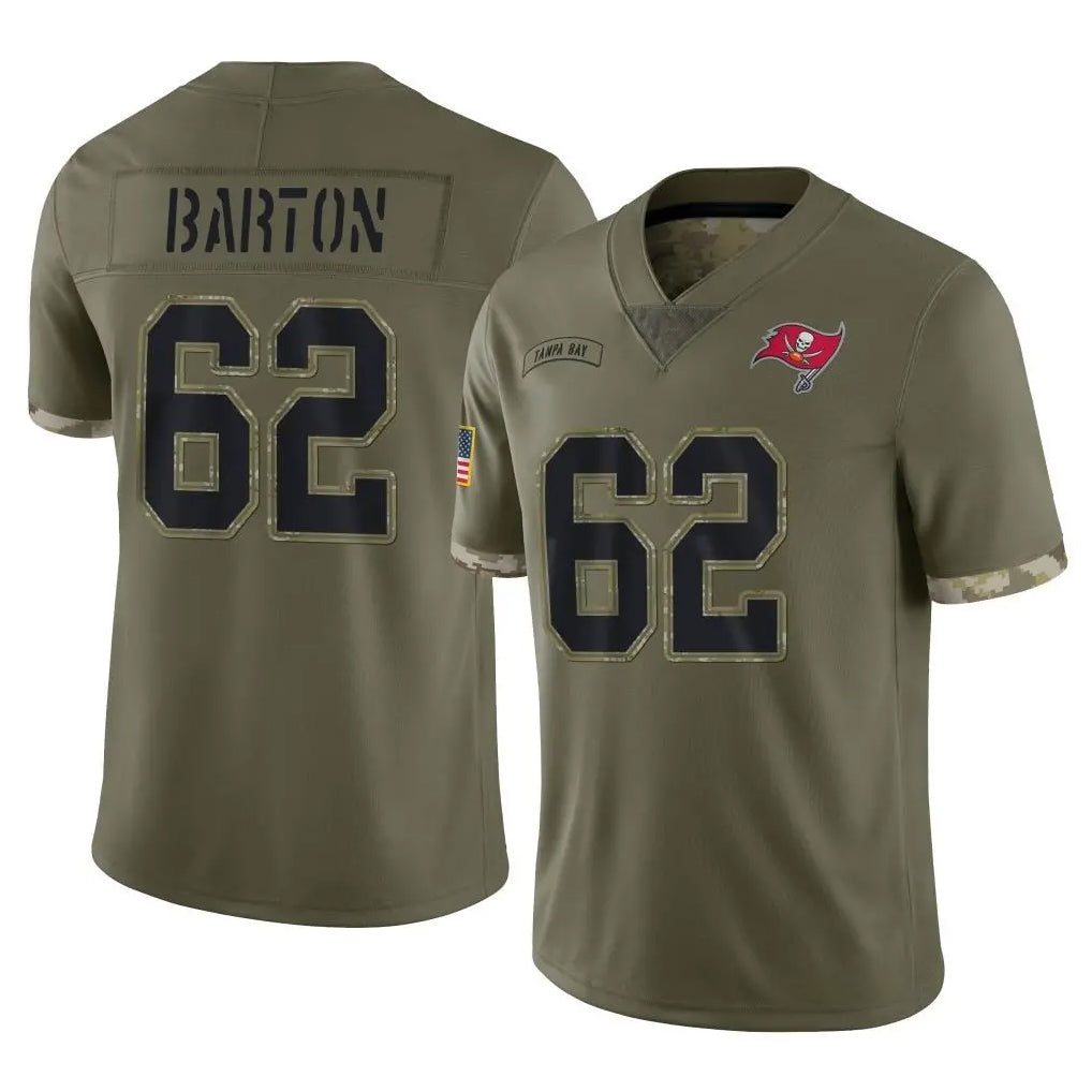 Blackjersey TB.Buccaneers #62 Graham Barton Player Olive Limited Salute To Service Home Game Stitched Jerseys