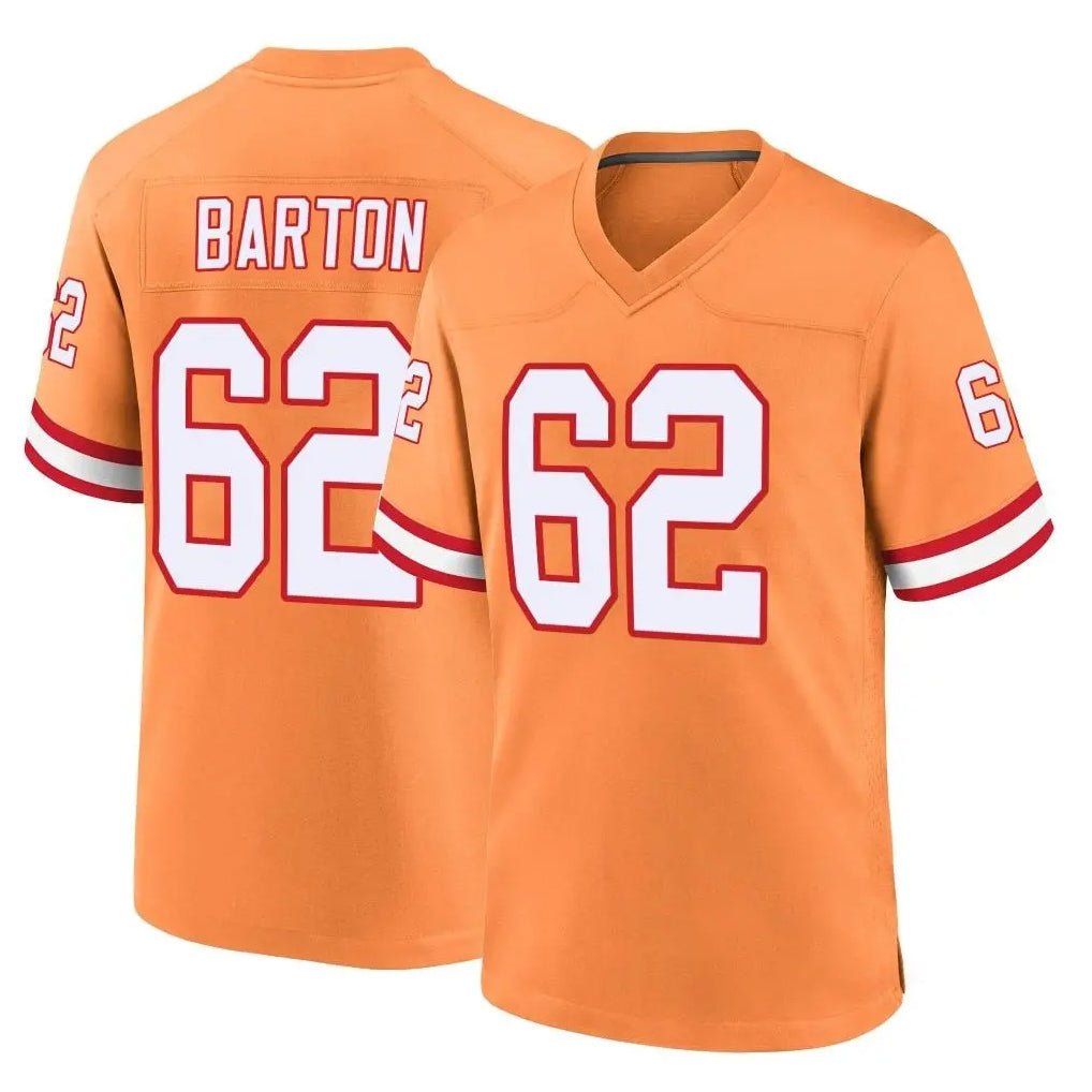 Blackjersey TB.Buccaneers #62 Graham Barton Player Orange Throwback Home Game Stitched Jerseys
