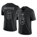 Blackjersey TB.Buccaneers #6 Baker Mayfield Player Black Reflective Limited Home Game Stitched Jerseys