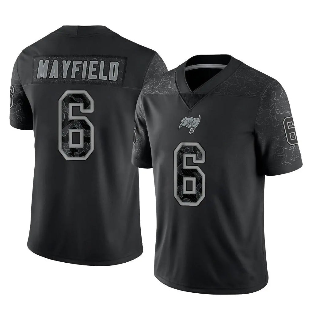 Blackjersey TB.Buccaneers #6 Baker Mayfield Player Black Reflective Limited Home Game Stitched Jerseys