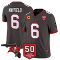Blackjersey TB.Buccaneers #6 Baker Mayfield Player Pewter 50th Season Vapor Limited Home Game Stitched Jerseys