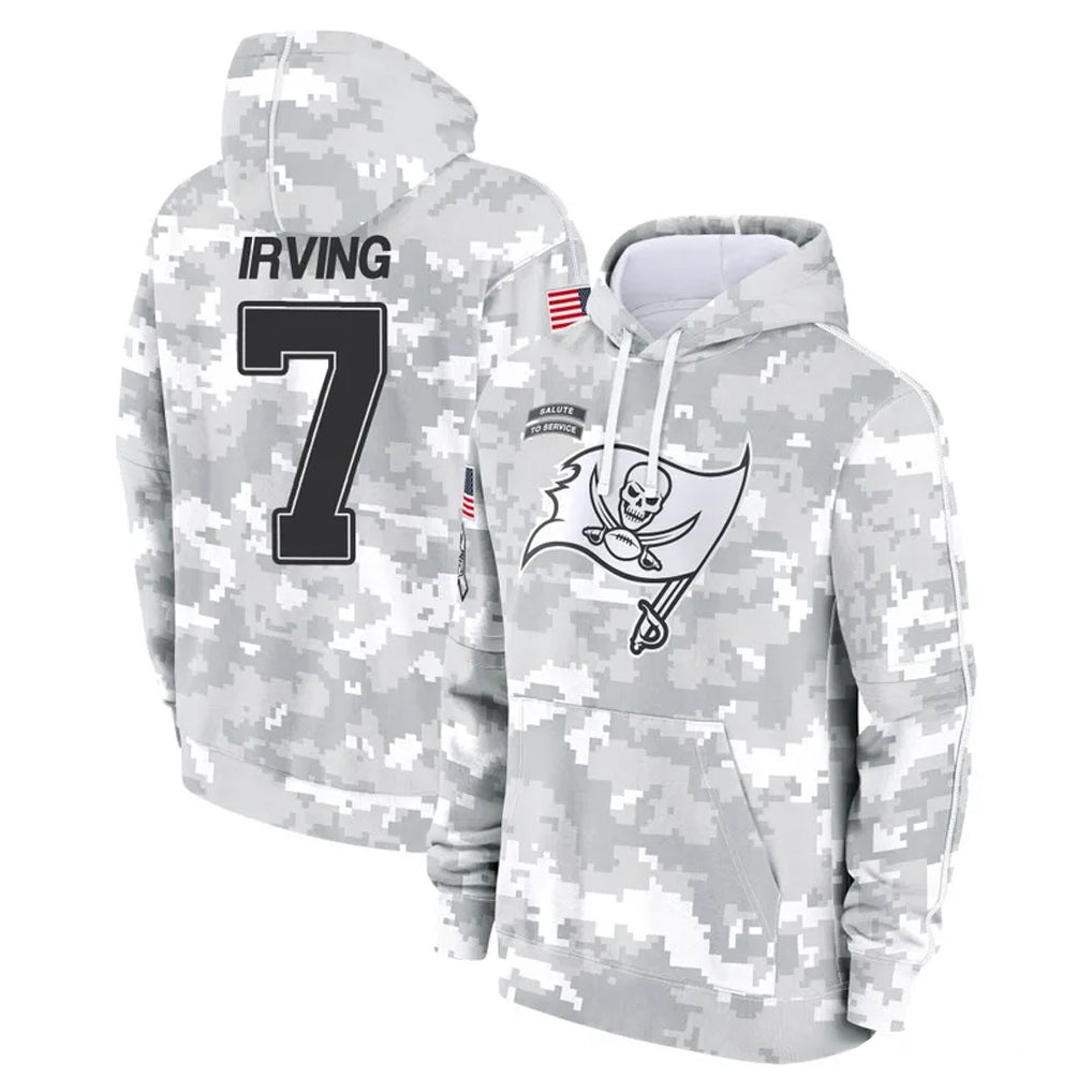 Blackjersey TB.Buccaneers #7 Bucky Irving Player Arctic Camo Limited Salute to Service Pullover Hoodies Game Stitched Jerseys