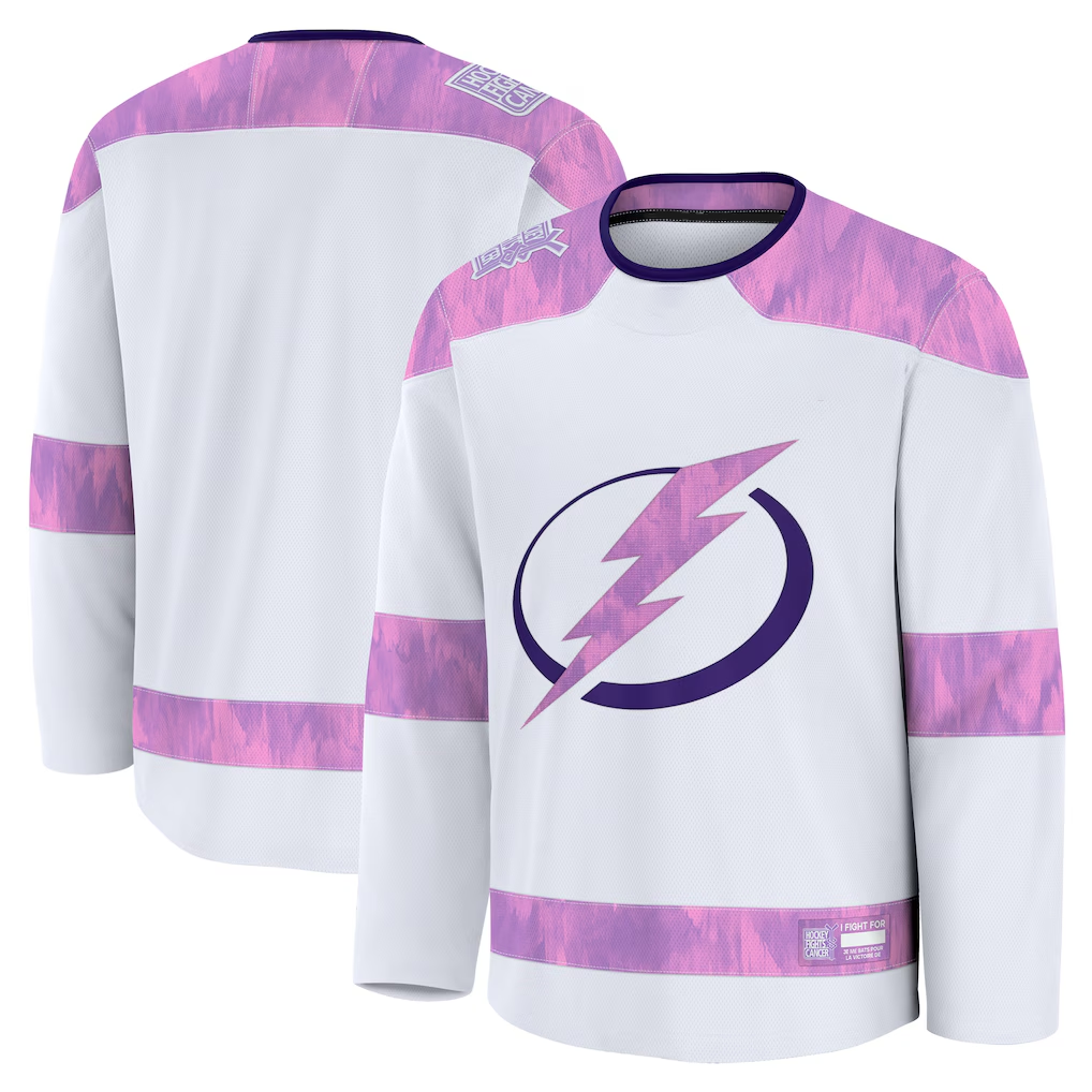 Blackjersey TB.Lightning White 2024 Hockey Fights Cancer Practice Jerseys