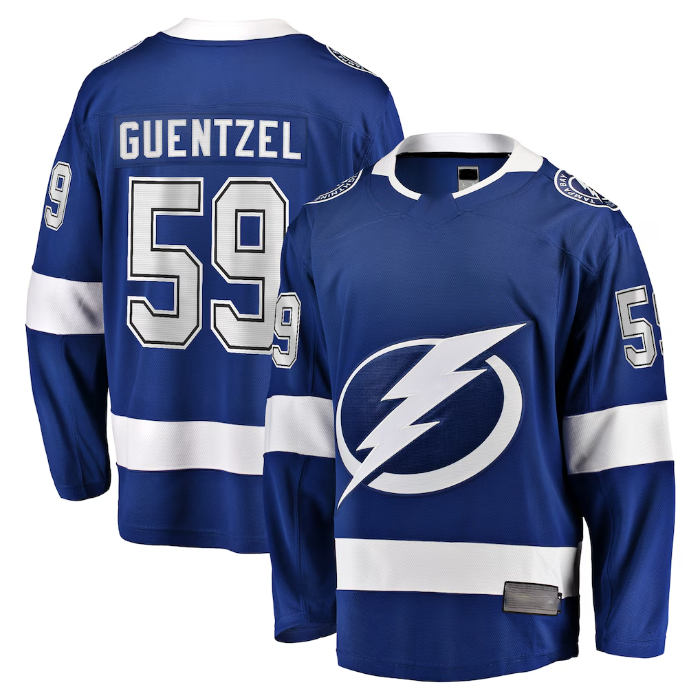 Blackjersey TB.Lightning #59 Jake Guentzel Blue Home Premier Breakaway Player Jerseys