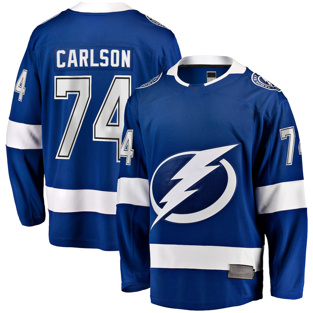 Blackjersey TB.Lightning #74 John Carlson Blue Home Breakaway Jerseys