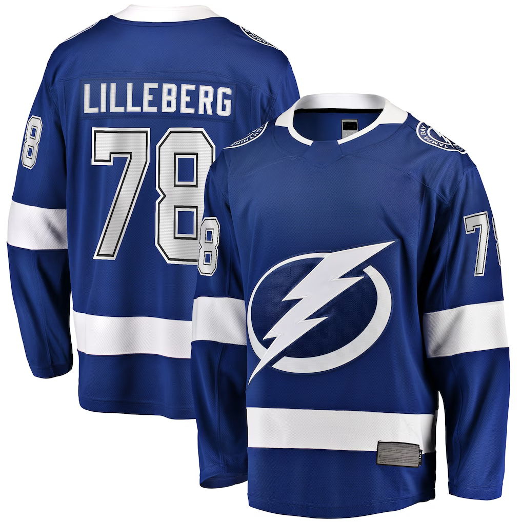 Blackjersey TB.Lightning #78 Emil Lilleberg Blue Home Premier Breakaway Player Jerseys