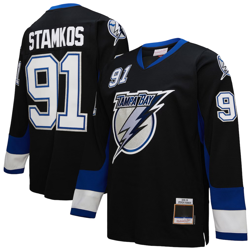 Blackjersey TB.Lightning #91 Steven Stamkos Mitchell & Ness Black 2008?09 Power Play Jerseys