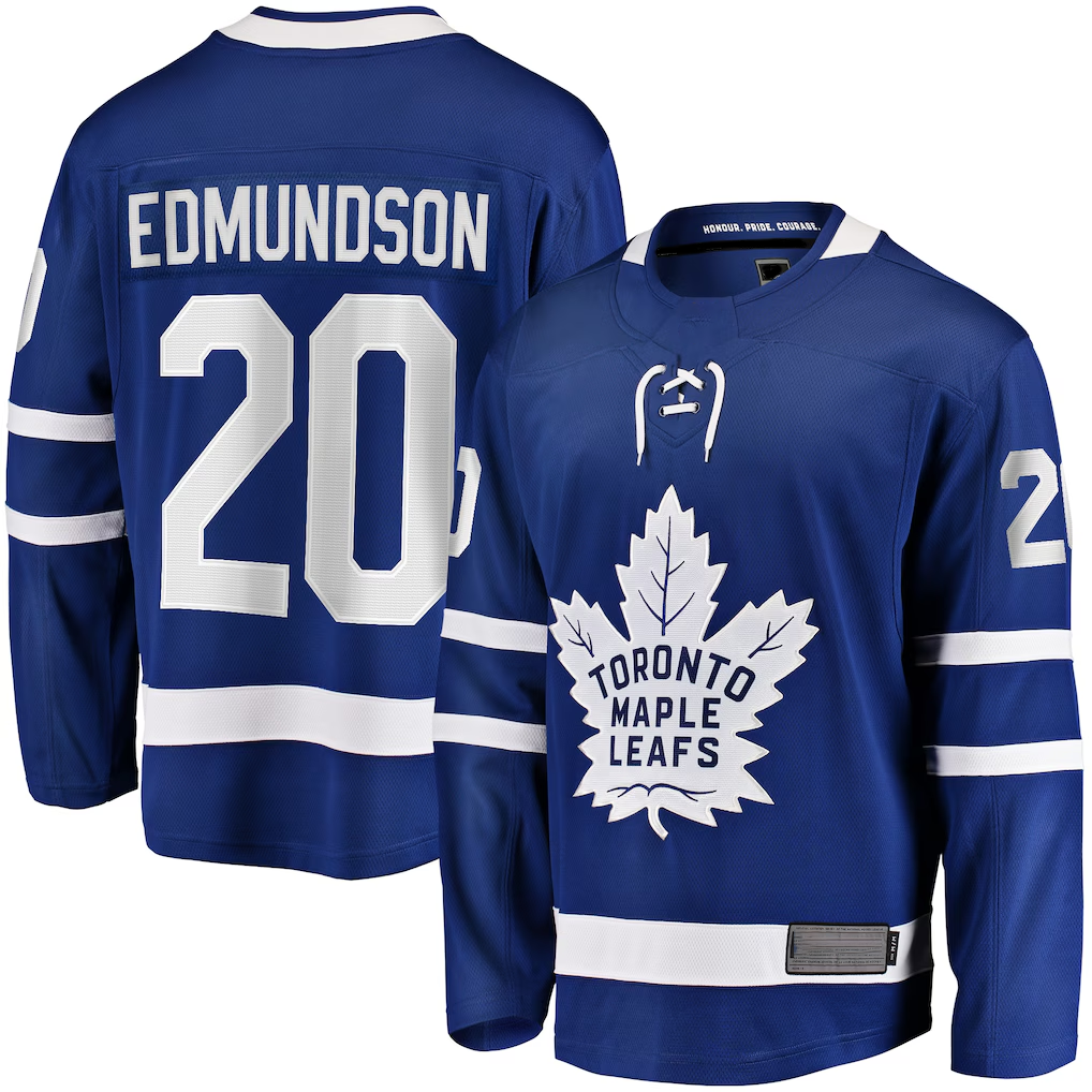Blackjersey TM.Leafs #20 Joel Edmundson Blue Home Premier Breakaway Player Jerseys