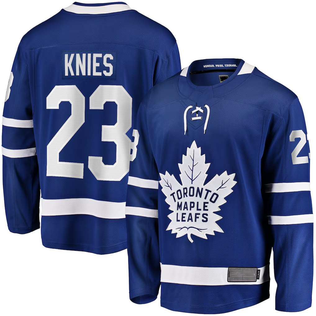 Blackjersey TM.Leafs #23 Matthew Knies Blue Home Premier Breakaway Player Jerseys