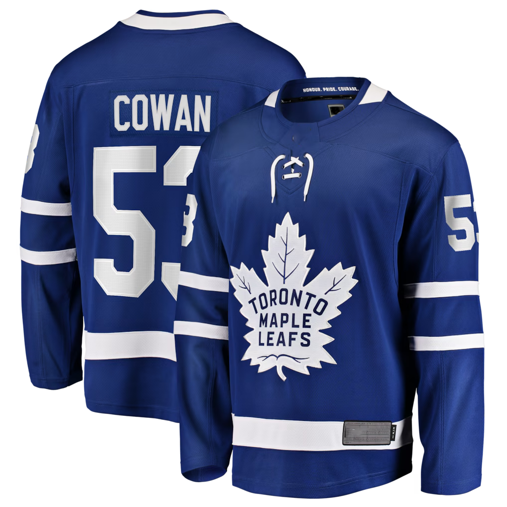 Blackjersey TM.Leafs #53 Easton Cowan Blue Home Breakaway Jerseys