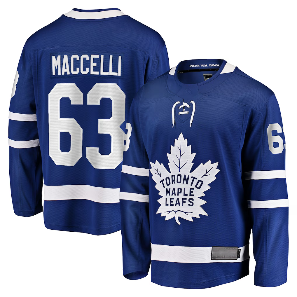Blackjersey TM.Leafs #63 Matias Maccelli Blue Home Breakaway Jerseys