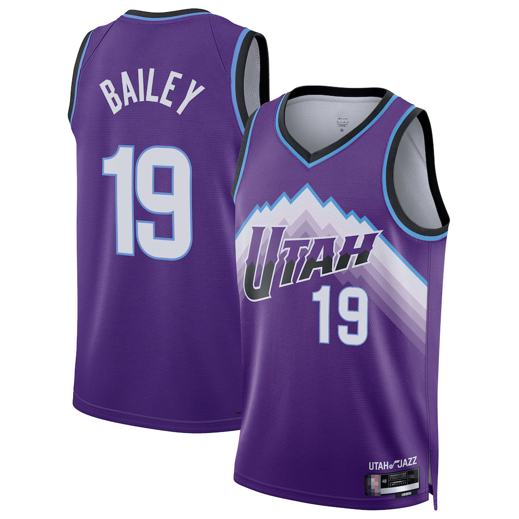 Blackjersey U.Jazz #19 Ace Bailey Purple Swingman Jerseys - Icon Edition