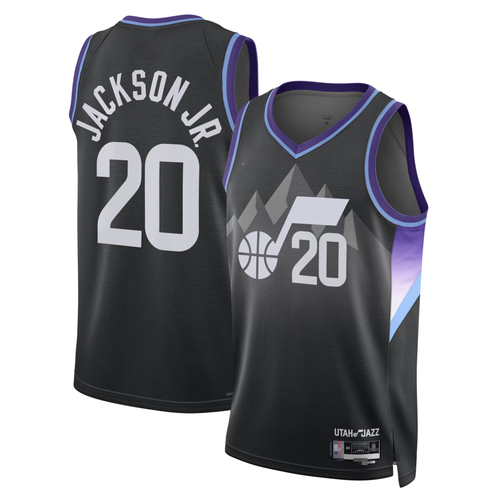 Blackjersey U.Jazz #20 Jaren Jackson Jr. Black Swingman Jerseys - Statement Edition