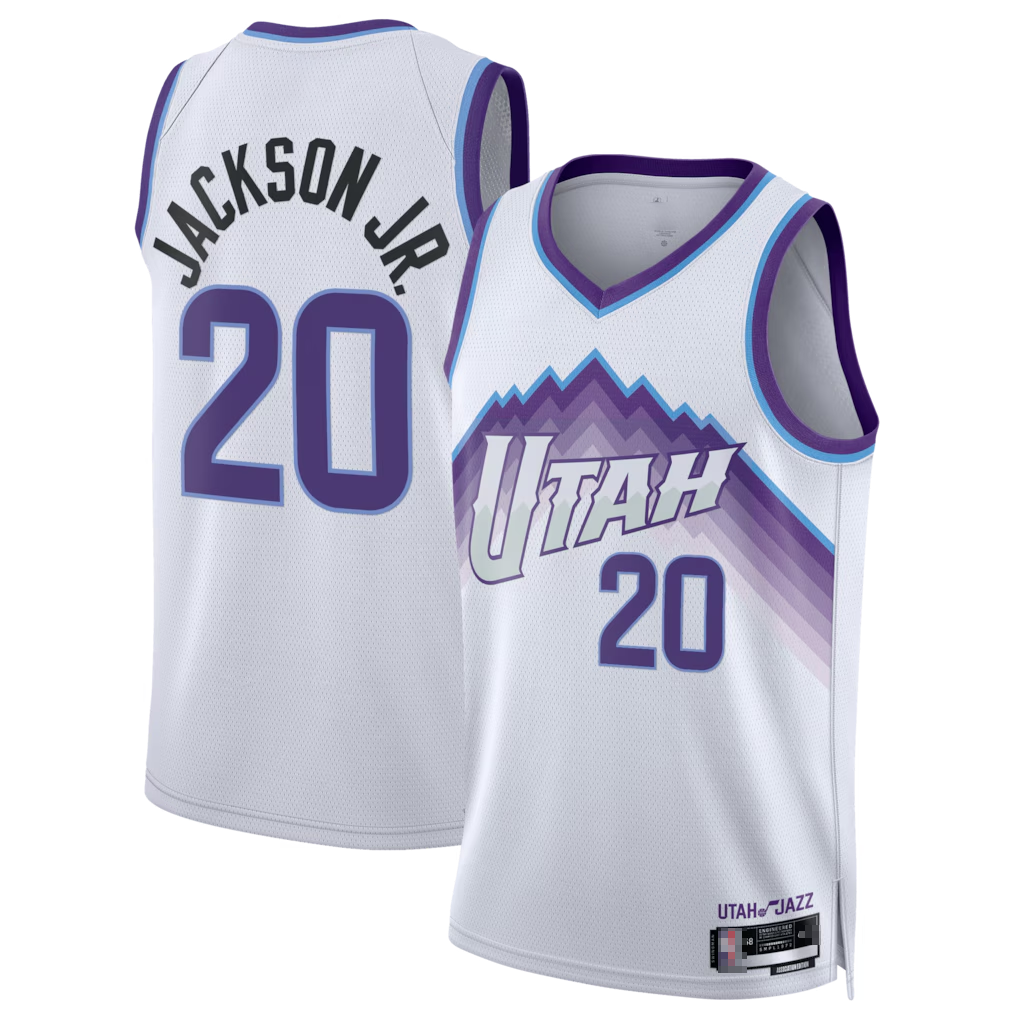 Blackjersey U.Jazz #20 Jaren Jackson Jr. White Swingman Jerseys - Association Edition