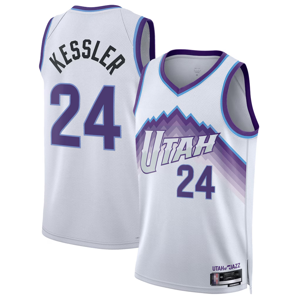 Blackjersey U.Jazz #24 Walker Kessler White Swingman Jerseys - Association Editio