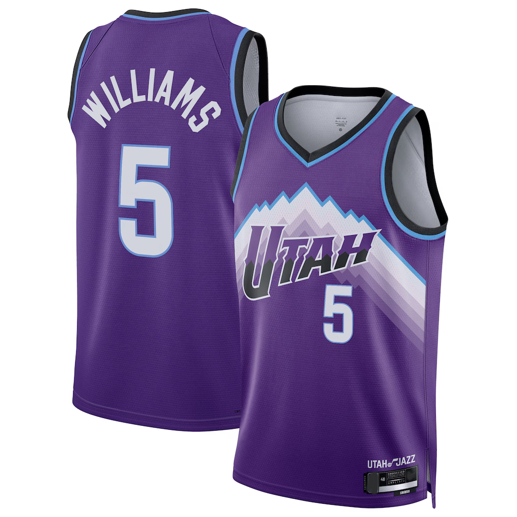 Blackjersey U.Jazz #5 Cody Williams Purple Swingman Jerseys - Icon Edition