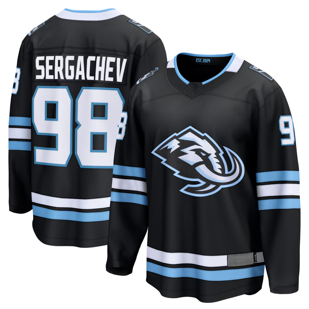 Blackjersey U.Mammoth #98 Mikhail Sergachev Black Home Breakaway Player Jerseys